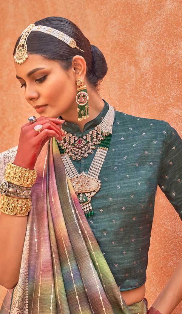 Silk Printed Party Wear Designer Saree In Multi Color - 146009714