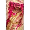 Cream Tissue Silk Gold Zari Work Traditional Designer Wear Plus Size Saree - 9425187201