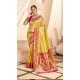 Yellow Tissue Silk Gold Zari Work Traditional Designer Wear Saree - 9425187203