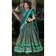 Green Tussar Silk Foil Print Work Traditional Lehenga Choli - 9546187969