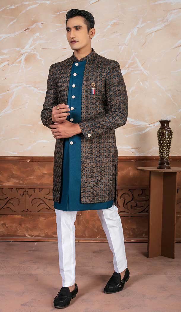 Peacock Rama Embroidery Designer Readymade Mens Indo Western - 9279186522