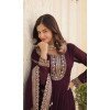 Georgette Sequins Work Function Wear Readymade Gown In Wine - 9602188273
