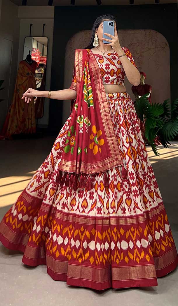 Tussar Silk Multi Color Foil Printed Work Navratri Wear Chaniya Choli - 9668188704