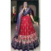 Red Tussar Silk Foil Printed Work Navratri Wear Plus Size Chaniya Choli - 9668188708