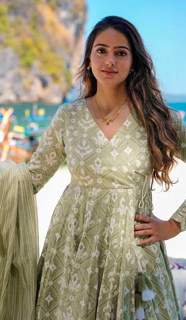 Maslin Digital Printed Festival Wear Readymade Salwar Kameez In Green - 143648264