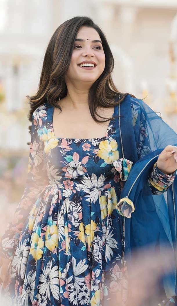 Blue Cotton Digital Printed Designer Readymade Palazzo Salwar Suit - 143688282