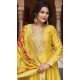 Vichitra Silk Embroidery Work Anarkali Style Salwar Suit In Yellow - 145579462