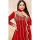 Art Silk Sequins Embroidered Party Wear Dhoti Style Salwar Suit In Red - 146511034