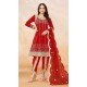 Art Silk Sequins Embroidered Party Wear Dhoti Style Salwar Suit In Red - 146511034