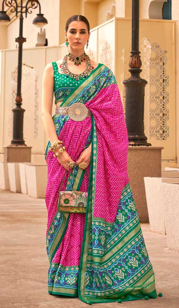 Pink Silk Patola Printed Traditional Party Wear Saree - 147871857
