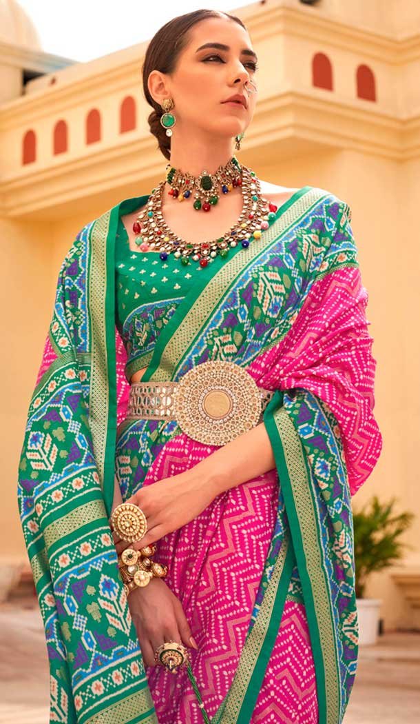 Pink Silk Patola Printed Traditional Party Wear Saree - 147871857