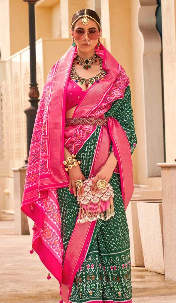Green Silk Patola Printed Traditional Party Wear Saree - 147871862