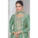 Silk Embroidered Party Wear Palazzo Salwar Kameez In Pista Green - 9731189120