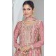 Silk Embroidered Party Wear Palazzo Salwar Kameez In Pink - 9731189121