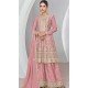 Silk Embroidered Party Wear Palazzo Salwar Kameez In Pink - 9731189121