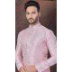 Pink Silk Zari Work Mens Readymade Kurta Pajama - 9704188904