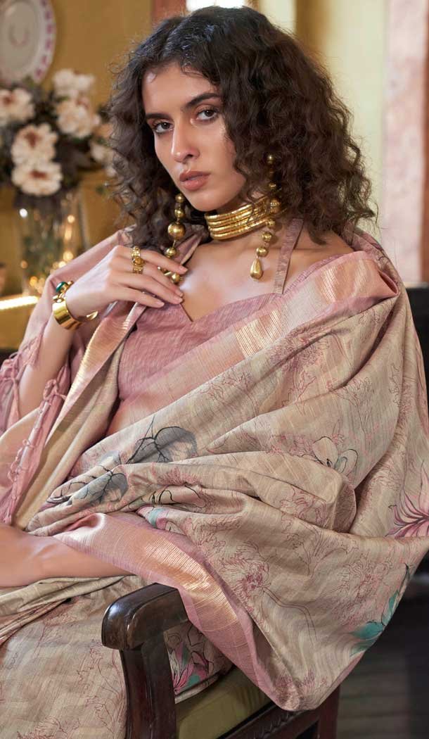 Multi Color Banarasi Silk Printed Party Wear Saree - 9896191123