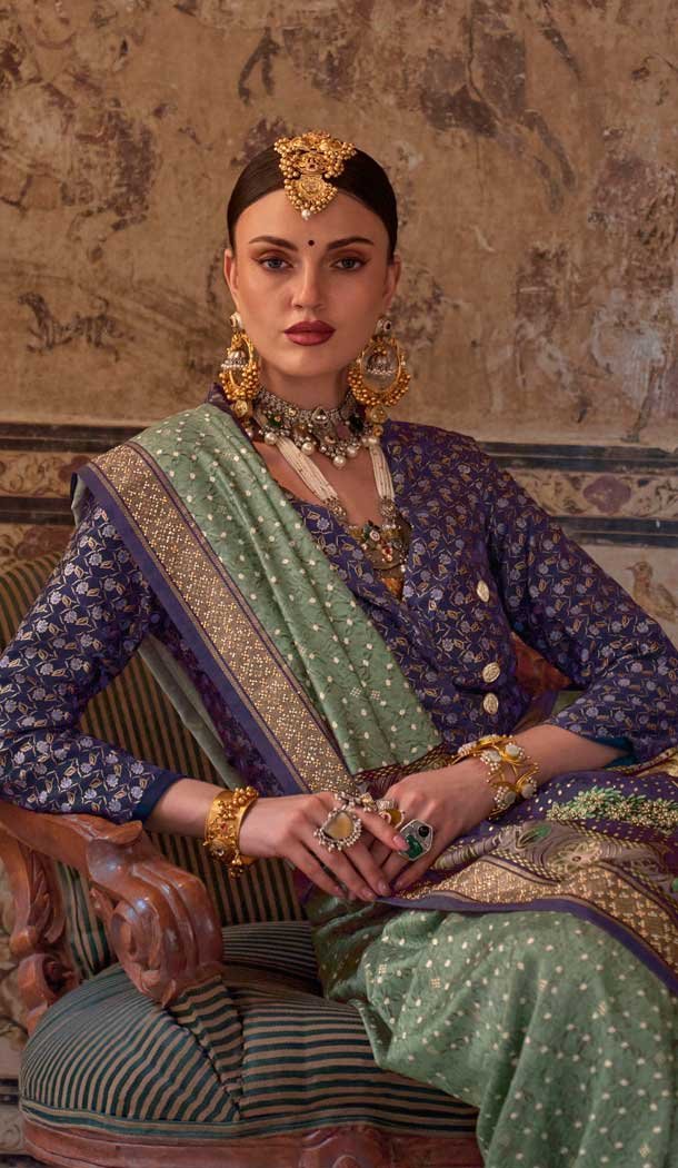 Grey Viscose Silk Printed Designer Wear Saree - 147691739