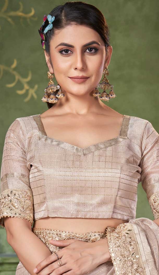 Grey Banarasi Silk Coding Work Party Wear Saree - 9922191271