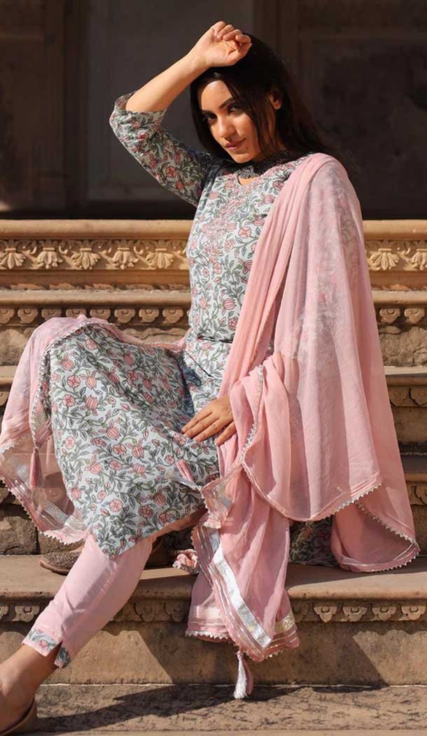 Multi Color Cotton Print Work Casual Wear Readymade Salwar Kameez - 9966191501