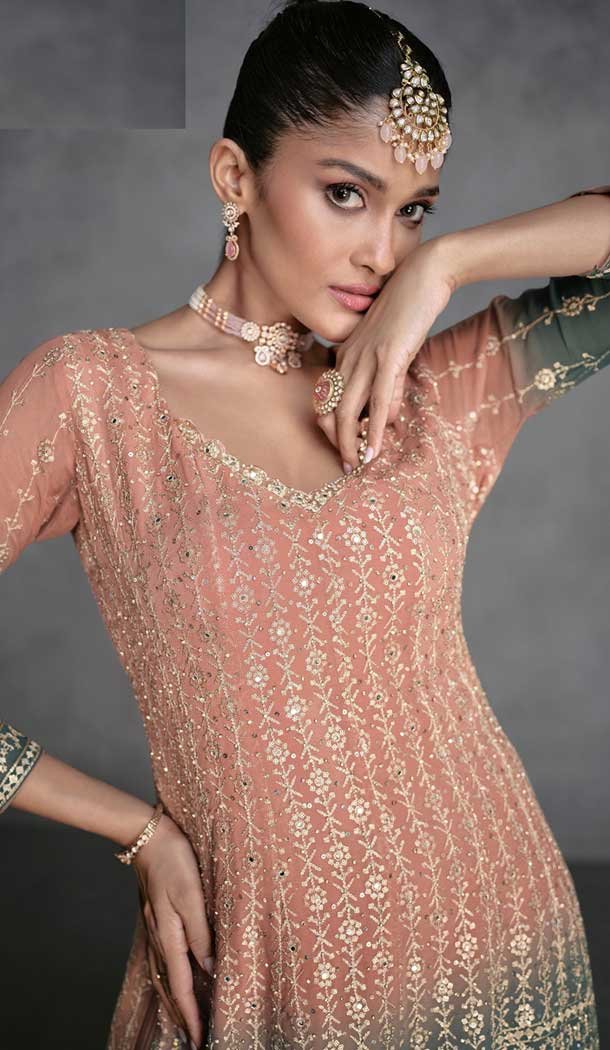 Multi Color Georgette Embroidery Work Party Wear Sharara Suit - 9981191690