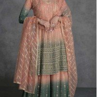 Multi Color Georgette Embroidery Work Party Wear Plus Size