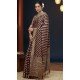 Wine Pure Georgette Zari Work Party Wear Saree - 9988191717