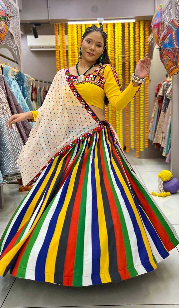 Rayon Printed Navratri Lehenga Choli In Multi Color - 10047192083