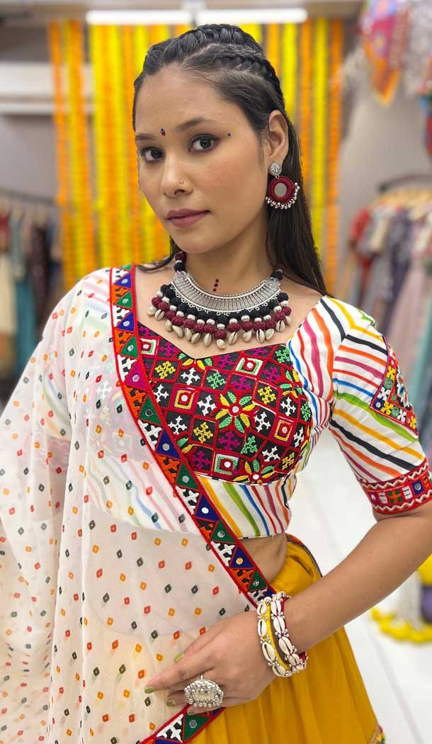 Yellow Rayon Digital Printed Navratri Lehenga Choli - 10047192091