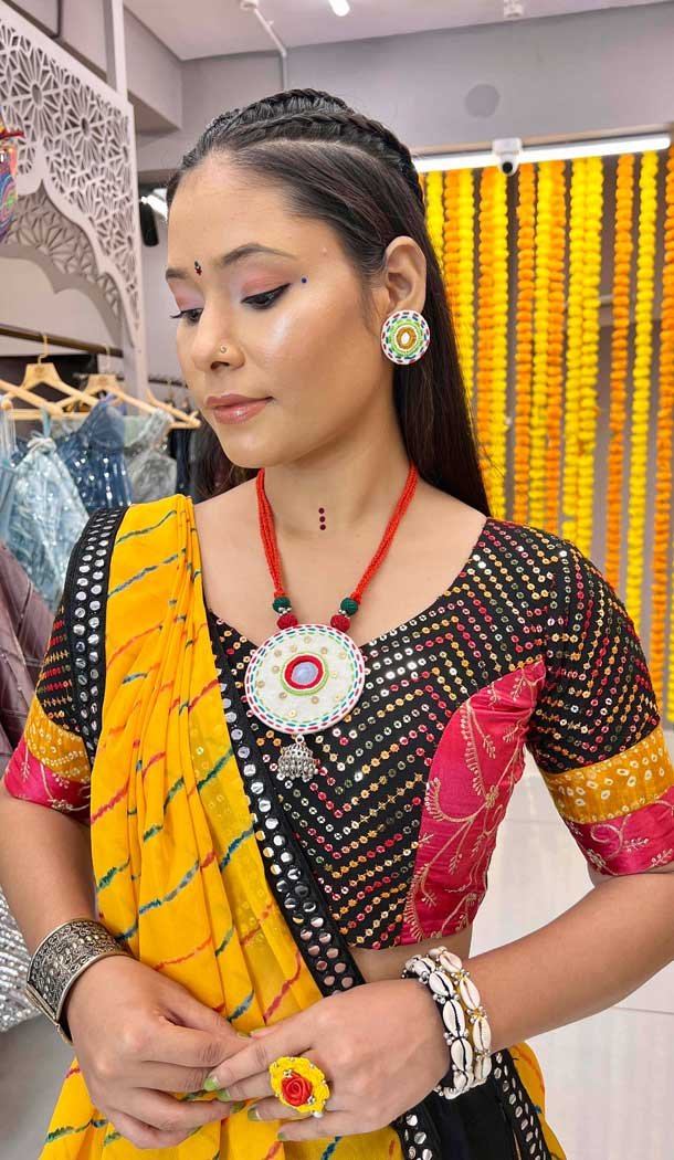 Rayon Digital Printed Navratri Lehenga Choli In Black - 10047192095