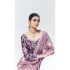 Lavender Glass Tissue Organza Embroidered Traditional Wear Plus Size Saree - 10115192423