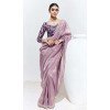 Lavender Glass Tissue Organza Embroidered Traditional Wear Plus Size Saree - 10115192423
