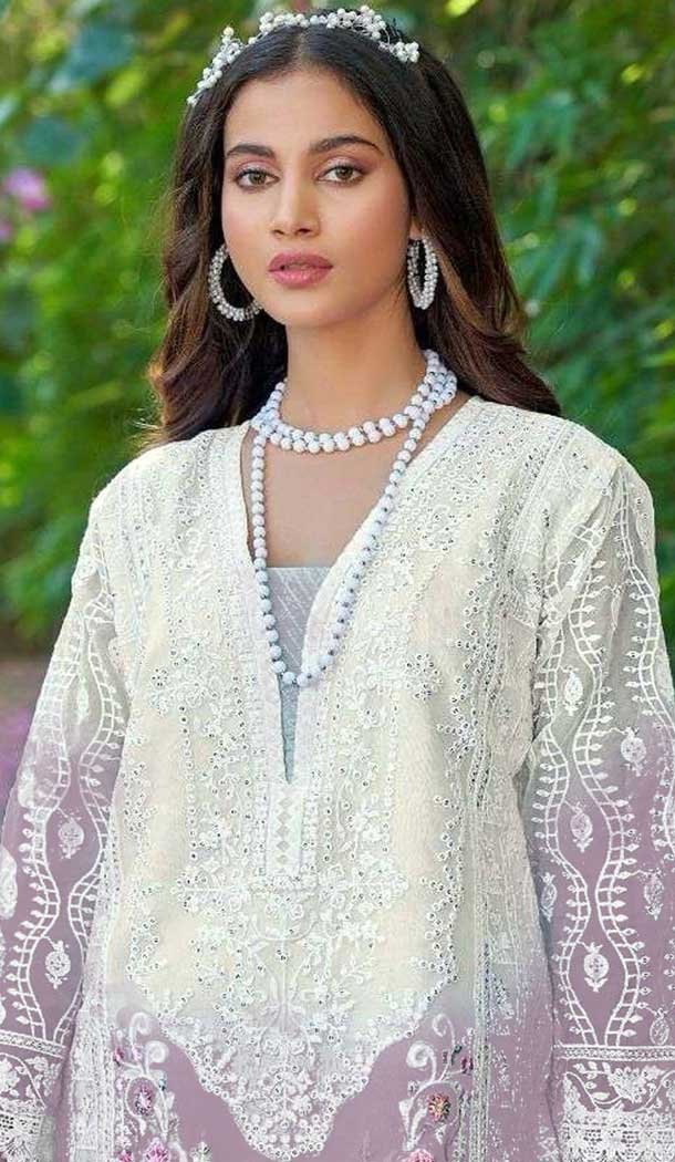 Organza Embroidered Pakistani Style Salwar Kameez In Multi Color - 10094192331