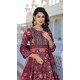 Maroon Dola Silk Digital Printed Designer Readymade Gown - 10213192836