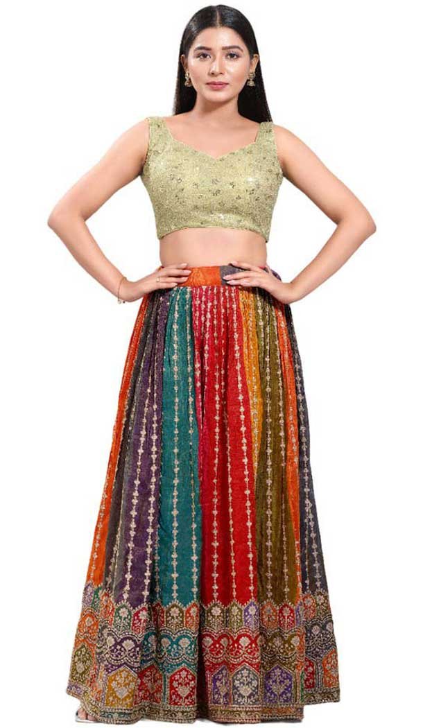 Gold Net Embroidered Party Wear Readymade Plus Size Blouse - 10393193747