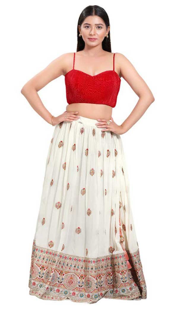 Red Satin Crush Plain Party Wear Readymade Blouse - 10393193750