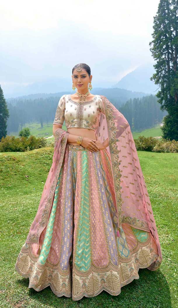 Silk Sequins Work Wedding Wear Lehenga Choli In  Multi Color - 10493194228