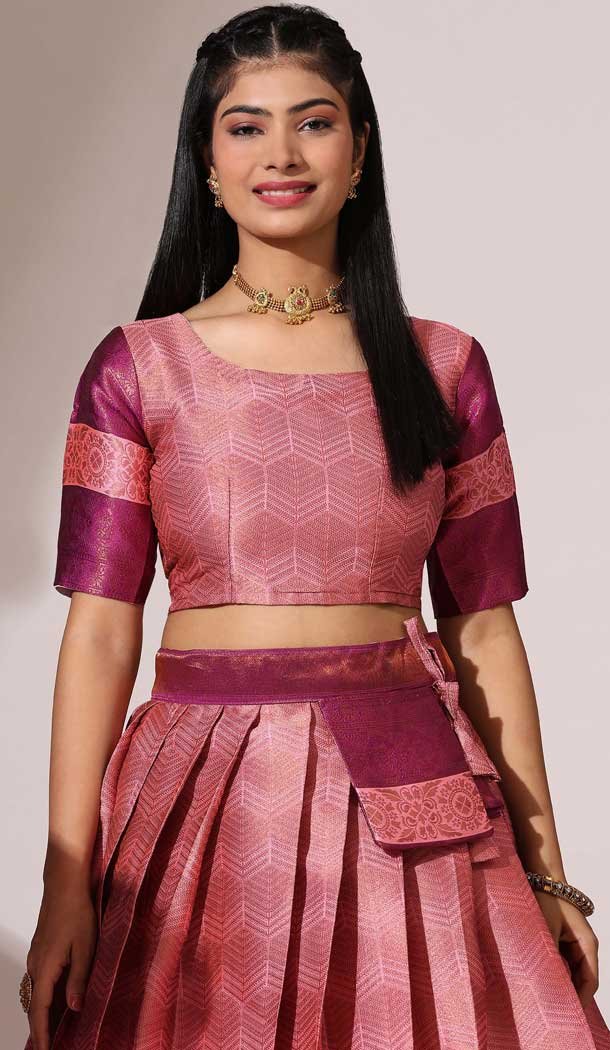 Pink Silk Woven Work Traditional Wear Lehenga Choli - 10552194601