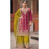 Chinon Sequence Work Readymade Palazzo Salwar Suit In Rani Pink - 10634195160