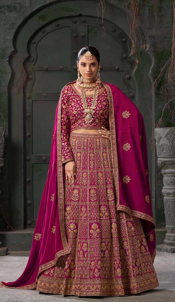Georgette Sequins Work Wedding Wear Lehenga Choli In Queen Pink - 10686195453