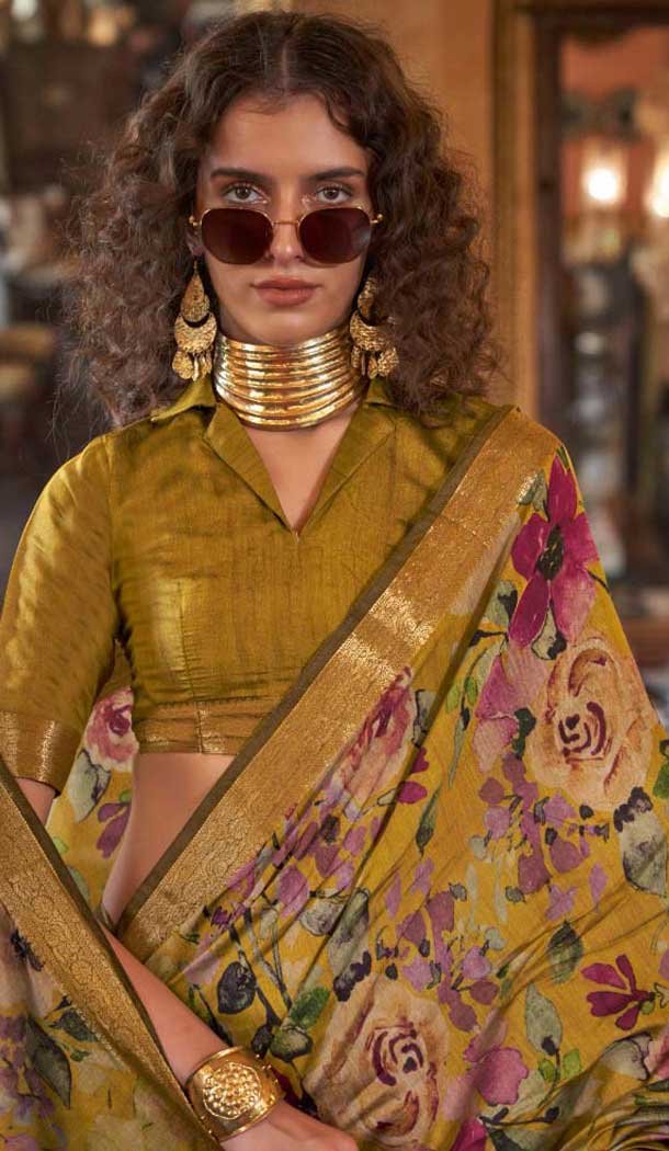 Viscose Mulai Silk Weaving Work Party Wear Saree In Multi Color - 10687195465