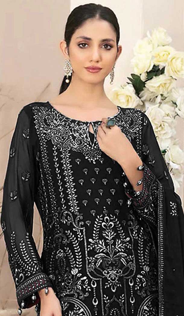 Black Fox Georgette Embroidered Pakistani Salwar Suit - 10751195939
