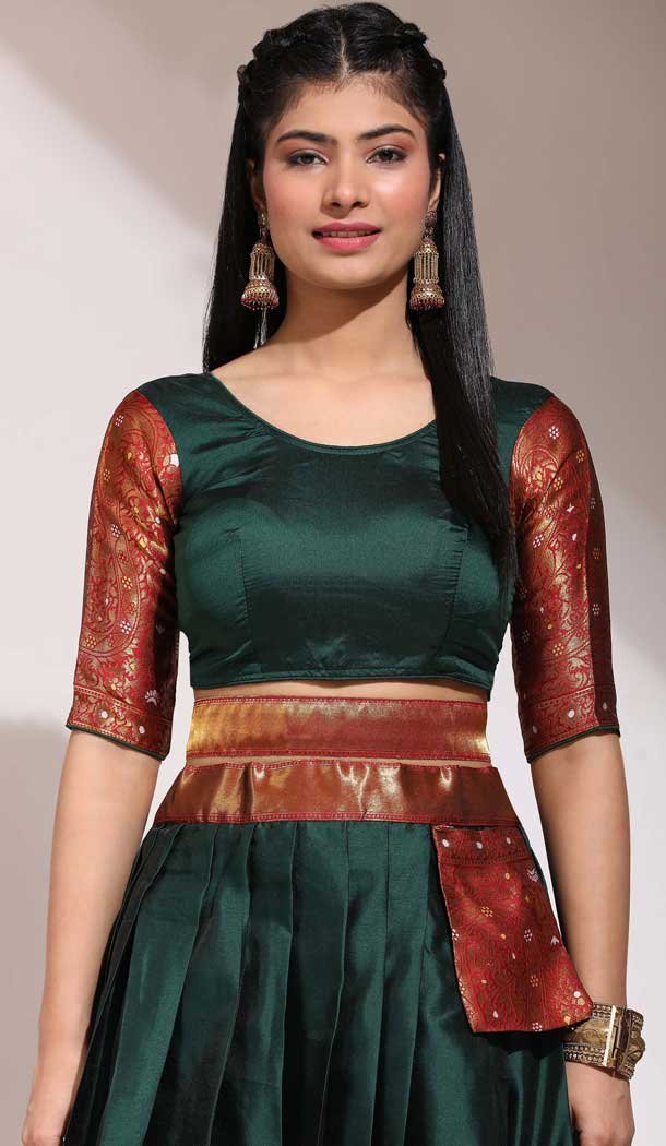 Green Lichi Silk Zari Work Traditional Wear Lehenga Choli - 10626195114