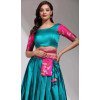 Lichi Silk Weaving Work Party Wear Plus Size Lehenga Choli In Firozi Blue- 10629195131