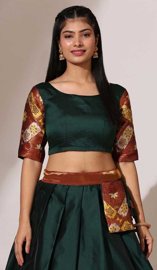 Green Lichi Silk Zari Work Treditional Wear Lehenga Choli - 10630195132