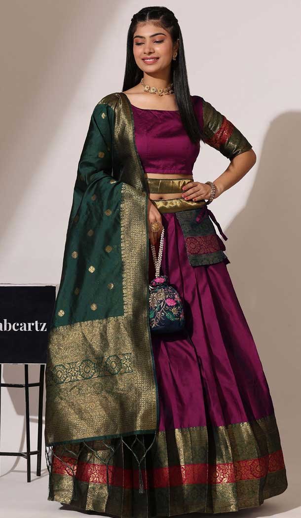 Lichi Silk Zari Work Party Wear Lehenga Choli In Purple - 10644195221