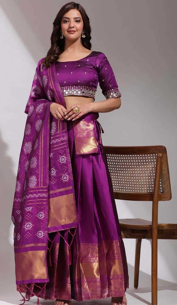 Purple Silk Sequence Work Festival Wear Lehenga Choli - 10645195227
