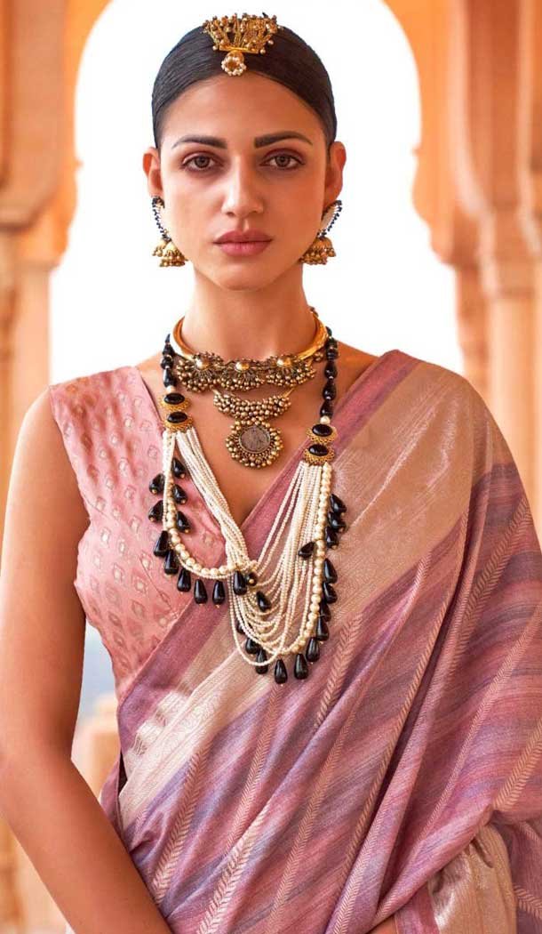 Pink Viscose Silk Printed Work Traditional Wear Saree - 10737195758