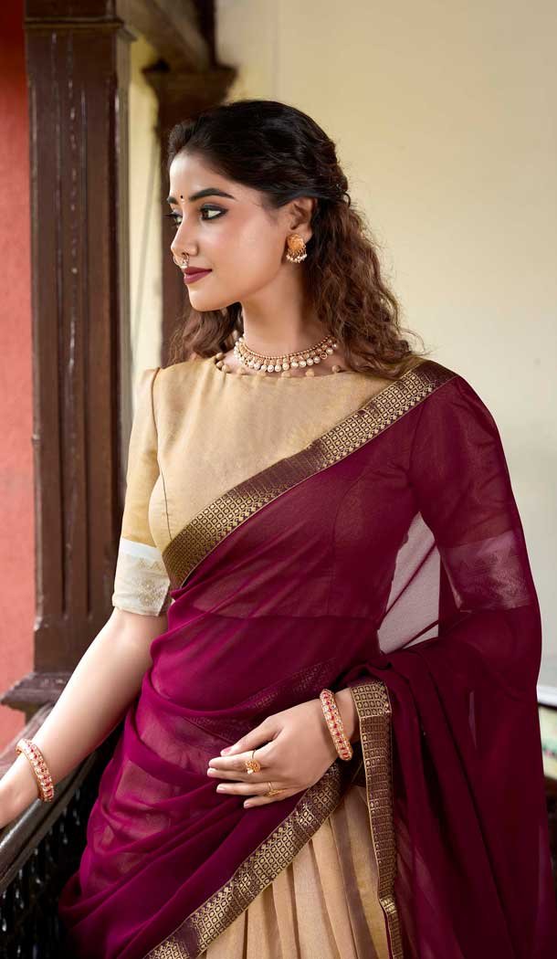 Cream Kanchipuram Weaving Work Traditional Wear Lehenga Choli - 11069198564