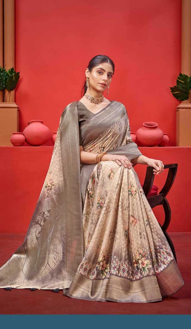 Soft Georgette Digital Print Work Traditional Wear Saree In Multi Color - 11096198776